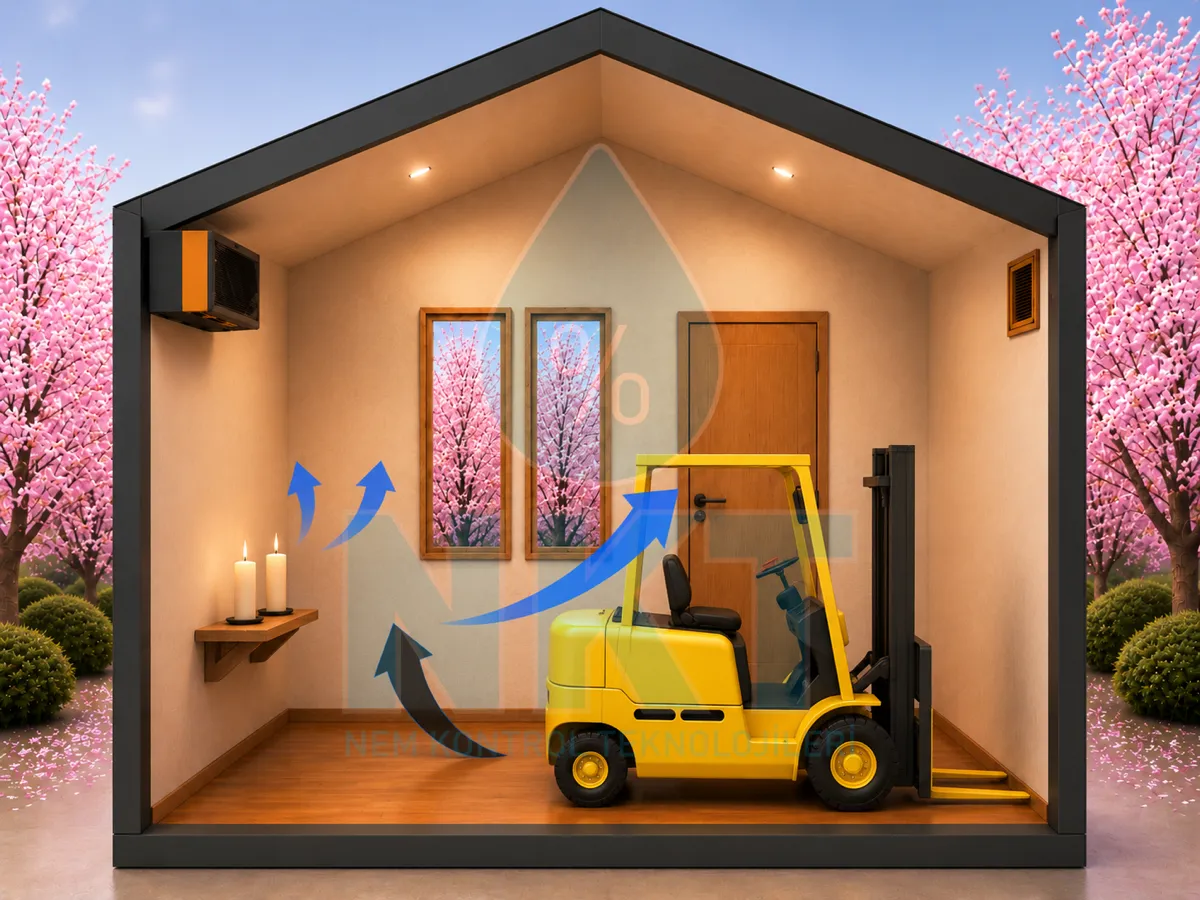 Yanma kaynaklı nem emisyonu: içten yanmalı motor (forklift) örneği